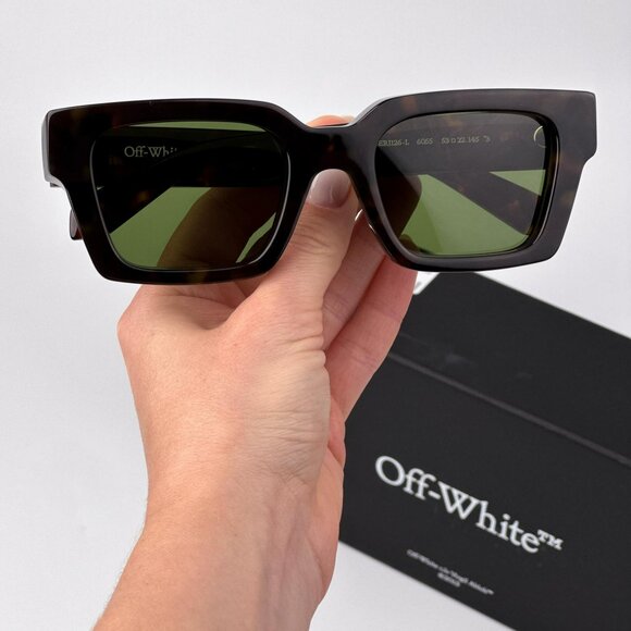 Off-White VIRGIL Sunglasses – Havana Frame Green Lenses | Model OERI126 6055 - Picture 1 of 11